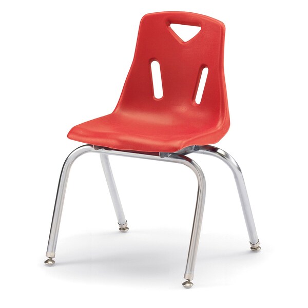 Berries Stacking Chairs with Chrome-Plated Legs, 16 in. Ht, Set of 6, Red